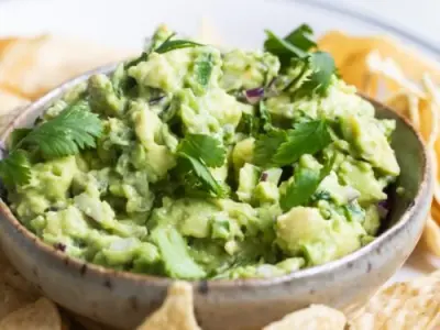 Freshly made Guacamole and Chips