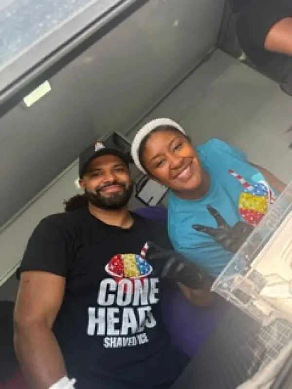 Demond and Ashley Wilson - owner of Cone Heads Shaved Ice