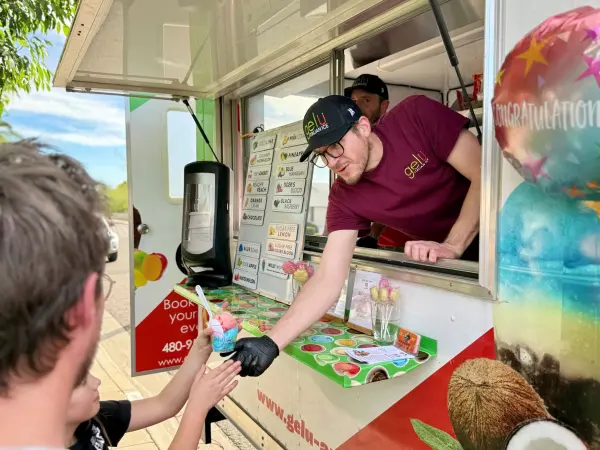 Adam Dreyer & Nick Kalil - owner of Gelu Italian Ice